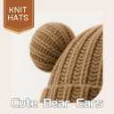 Adult Knit Beanie Hat, Winter Bear Ears Hat Warm Knitted Fleece Lined Woollen Ski Pompom Hat