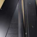 Merax Sideboard Buffet Cabinet with Storage Open Adjustable Shelves and Unique Grooved Lines Pattern, Retro Kitchen Cupboard Media Console Table for Coffee Bar, Dining Room& Living Room, Black