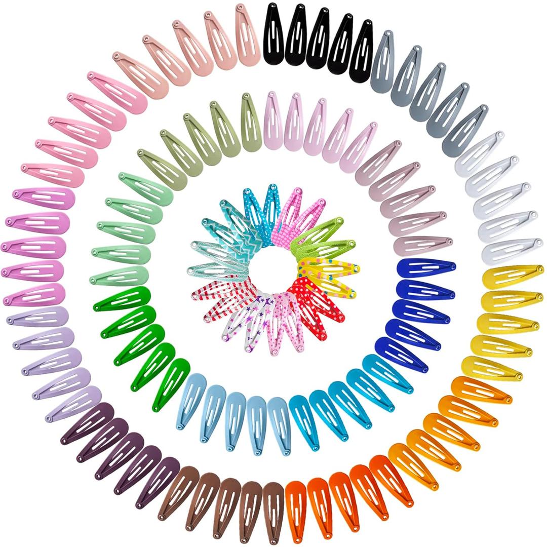 Premium Snap Mini Hair Clips, 120PCS Kids Barrettes Metal Non Slip Hair Bow Clips for Girls Toddlers Hair Accessories(1.2 Inch 30 colors)