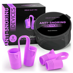 Anti Snoring Devices  Nasal Dilators - Nose Clips for Snore Relief & Better Sleep  Comfortable Silicone Snore Stopper  Anti Snoring Nose Vents  8 Pack + Travel Case (Cold Blue)