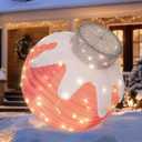 BRIGHTDECK Outdoor Christmas Ornaments, Lighted PopUp Outdoor Holiday Ball Decoration with 80 LED Lights, 8 Light Modes, Lighted Collapsible Holiday Decorations for Yard, Home (Pink)