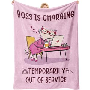 Boss Gifts for Women, Best Appreciation Congratulations Birthday Gift for Bosses - Throws Blanket 60"x50", Bosses Day Gifts for Women, Christmas Thank You Gift for Boss Coworkers Manager, Pink