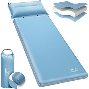 M KARMATER Self-Inflating Sleeping Pad for Camping - Thick Cushion with Pillow and Air Bag, 9.5 Insulated Camping Mattress for Car, Camping, Hiking, Camping