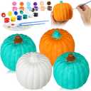 4 Sets Ceramic Pumpkins to Paint Craft White Pumpkins for Decorating DIY Faux Harvest Decorative Figurines for Fall Halloween Thanksgiving Party(4.72 x 4.72 x 5.71 Inches) 
