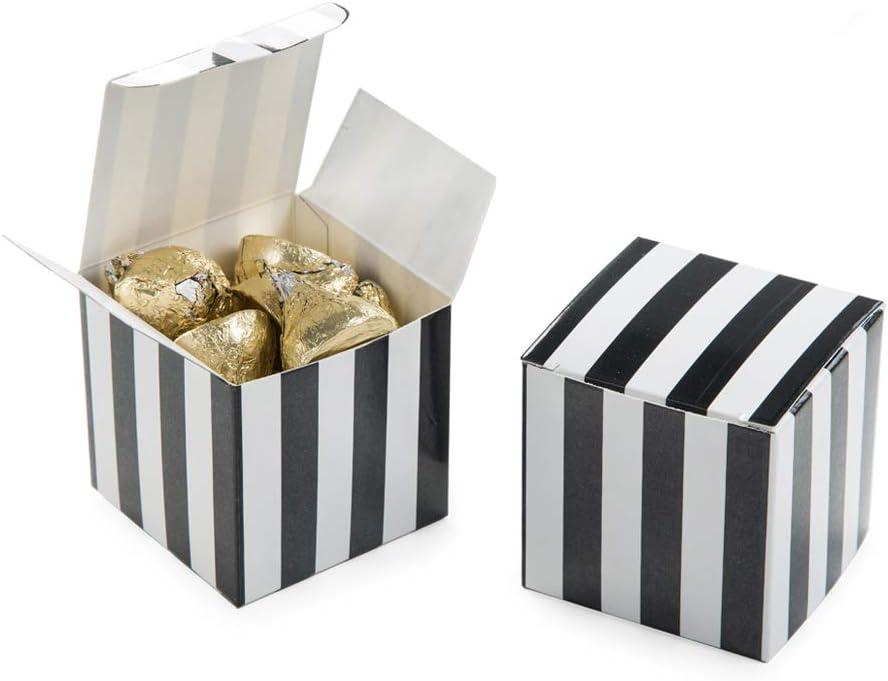AWELL Small Candy Box Bulk 2x2x2 inch, Black White Stripes Box Party Favors Pack of 50