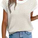 EVALESS Women's Sweater Vest Striped Pullover Tank Top Round Neck Cap Sleeve Lightweight 2026 Summer Casual Clothes, M