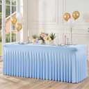 6 Pack Baby Blue Spandex Tablecloths for Rectangle Tables 6 Foot Blue Stretch Table Cloth Rectangle 6ft Elastic Fitted Table Cover with Skirt for Wedding Baby Shower Boy Birthday Party Banquet Buffet