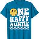 One Happy Dude Auntie 1st Birthday Family Matching T-Shirt, Blue Medium