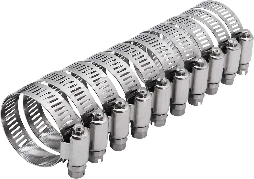 ROADFORMER 1.75" Worm Gear Hose Clamp - SAE 28 Size, Full Stainless Steel with 1/2" Band Width, Working Range 33mm - 57mm Hose Clamps,10 Pack