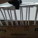 keny 29"-42.5" Baby Gate for Stairs, Auto Close Safety Dog Gate, Pressure Mounted Easy Walk Through Pet Gate for Doorways, Durable Stair Gate, 30" Tall, White