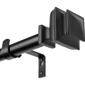 Curtain Rods for Windows 72 to 144 Inches - Adjustable Length, 1 Inch Diameter Window Curtain Rod with Resin Finials - Modern Style for Indoors or Outdoors, Black