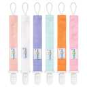 babygoal Pure Color Pacifier Clips, 6 Pack Binky Paci Holder Clips Leashes Fits for Most Baby Pacifiers and Binkies