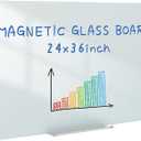 36x24 Magnetic Glass Dry Erase Board, Frameless Whiteboard for Wall | Non-Ghosting Smooth Tempered Glass Whiteboard with 4 Magnets for Office, Home & Classroom Organization