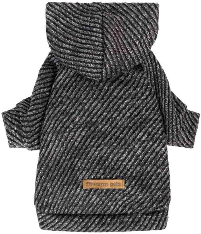 Fitwarm Black Striped Dog Hoodie, Winter Clothes for Small Dogs Boy Girl, Lightweight Pet Hooded Outfit, Black, Silver, XS