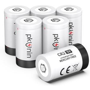 PKUNIN CR2 Battery 3V Range Finder Batteries, CR15h270 3 Volt Lithium Battery 6 Pack Long-Lasting Power for Temperature Sensor, Flashlight and More 0.61 * 1.06inches