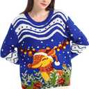 MGparty Ugly Christmas Sweater for Women 2025 Christmas Cute Light Up Sweaters Holiday Party Novelty Funny Pullover (Large, Blue)