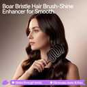 Boar Bristle Hair Brush For Fine Hair, Smoothing & Shine Enhancing Vented Detangler Wet Brushes, Slick Back Paddle Hairbrush with Nylon & Boar Bristles, Gentle Scalp Massage, Coffee Ground Infused