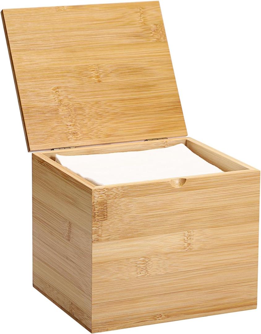 Sumnacon Disposable Face Towel Holder, Bamboo Face Towels Storage Box with Lid, Compatible with Clean Skin Cluub XL Facial Towels, Rustic Wood Makeup Container Tabletop Organizer for Bathroom Vanity