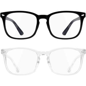 2 PCS Blue Light Glasses for Woman, Blue Light Glasses Men Bluelight Blocking Glasses Eyeglasses For Reading Gaming (Black + Clear)