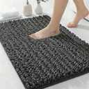 ILANGO Bathroom Rugs Dark Grey 32x20,Extra Soft Absorbent Chenille Bath Rugs,Thick Non-Slip Shaggy Bath Mat,Machine Washable Quick Dry Bath Mats for Bathroom Floor, Tub, Shower Accessories