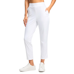 G Gradual Women's Pants Ankle 7/8 Golf Pants 3 Pockets Stretchy Petite Travel Pants Inner Drawstring for Work Business Casual L