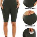 WHOUARE 4 Pack Biker Yoga Shorts with Pockets for Women,High Waisted Athletic Running Workout Gym Shorts Tummy Control (Black, XL)