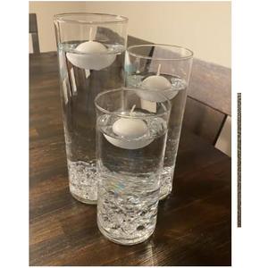 Shihanee 15 Pcs Clear Glass Cylinder Vases Centerpiece Flower Vase Candle Holder for Centerpiece Wedding Party Decor with Candles Faux Pearls String and Beads (Rose Gold)