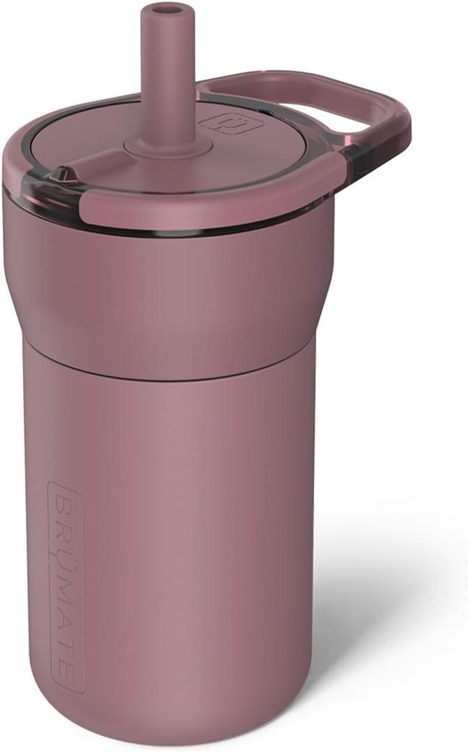 BrMate Leap 12oz 100% Leakproof Kids Tumbler with Handle and Silicone Soft Straw | Drop Resistant Silicone Sleeve | For Kids 4+ | Insulated Stainless Steel | Cup Holder Friendly | 12oz (Rose Taupe)