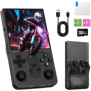 R36 PROMAX Retro Handheld Game Console,4.0 Inch FullLamination IPS Screen Retro Gaming Console,Linux System,Builtin 64GB Memory Retro Game Console,Portable Arcade Video Gaming Console