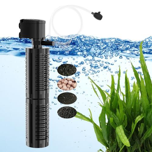 AquaMiracle True 4-Stage Fish Tank Filter, in-Tank Submersible Aquarium Filter Internal Fish Filter with Aeration, for 40-70 Gallon Aquariums