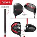 PGA Tour Youth Golf Club Set Ages 3-5 (36-41) and 5-8 (41 - 4'8") Right and Left Handed Beginner Junior Golf Clubs with Lightweight Golf Bag, Mallet Putter, Driver by Golfgen