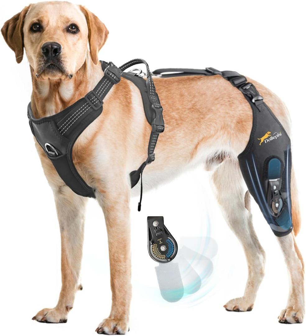 Dollephi Dog Knee Brace for Torn acl hind Leg with Adjustable Hinge Stabilizer, Dog Back Brace for Osteoarthritis, Dog Leg Brace Support for Cruciate Ligament Injury, Recovery After（Left Leg, L)