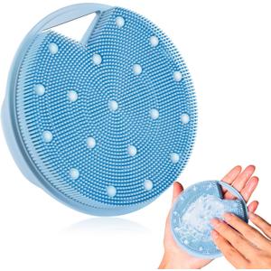 2 x Lymphatic Drainage Silicone Body Scrubber,Help Improve Circulation | Anti Zinc Infused - Stiff & Soft Bristles Silicone Loofah for ShowerBody Exfoliator for Bath or Care - Azure