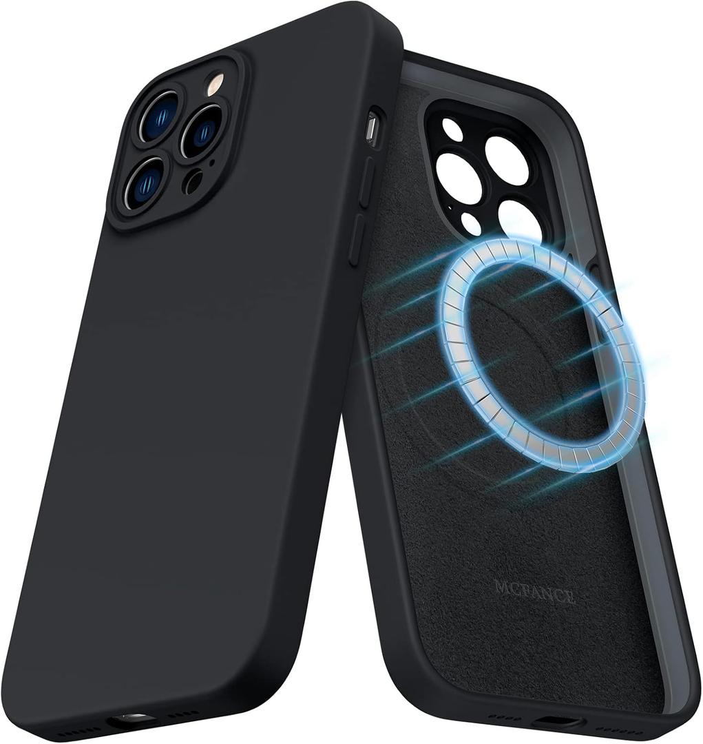 MCFANCE Magnetic for iPhone 13 Pro Case, Compatible with MagSafe, [Full Camera Protection] Anti-Scratch Microfiber Lining Phone Case, 6.1" 2021,Black