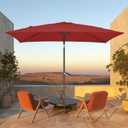 JEAREY 6.5x10 ft Rectangular Patio Umbrellas Rectangle Outdoor Umbrella with Push Button Tilt and Crank, Market Table Umbrella 6 Sturdy Ribs UV Protection for Poolside Garden Backyard Deck, Red