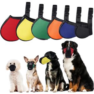 Shinylin 6 Sizes Dog Muzzle, Basket Air Mesh Muzzles Breathable Adjustable Full Coverage Dog Muzzle Cover for Small Medium Large Dogs, Anti Biting Barking Chewing(Snap Fastener)