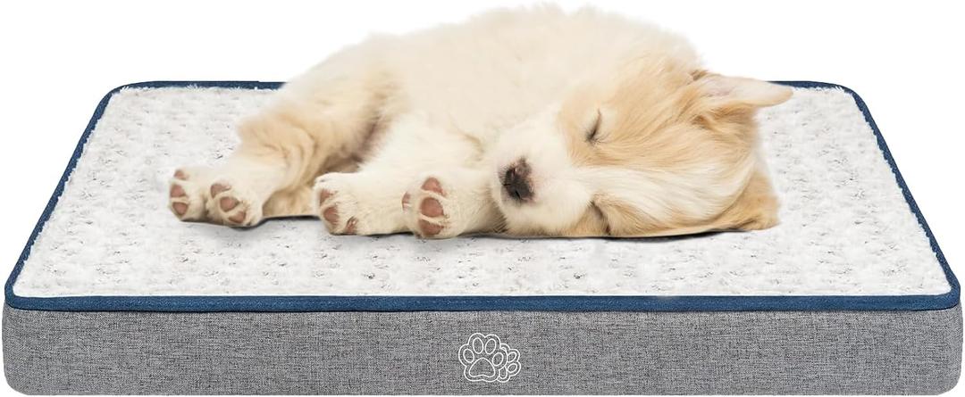 EMPSIGN Reversible Cool and Warm Dog Bed for Crate Pad, Pet Beds with Washable and Removable Cover, Dogs Crate Bed Sleeping Mats, Bed for Dog Crate for Large Medium Small Dogs, Grey (S (24"x 18"x 2"), 25LBS PETS)