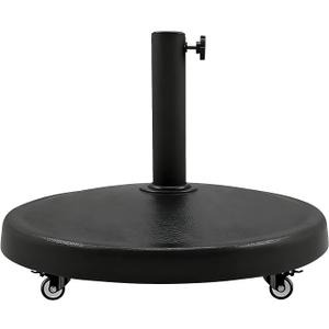 T&Jero 44 lb Round Heavy Duty Patio Market Umbrella Base Weight Stand with Wheels for Outdoor, Black