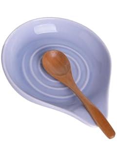 KITCHENLESTAR Large Ceramic Spoon Rest – 6.2 x 5.2 Inch Heat-Resistant Nonstick Spoon Holder for Stove Top, Glossy Finish, Dishwasher Safe, Stable & Heavy Duty for Cooking Utensils(Light Purple 1pc)