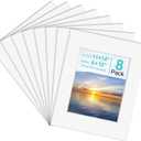 8 Pack Picture Mats for Frames, Acid Free 11x14 Matted to 8x10, Picture Frame Mats for Pictures, Watercolor, Artwork and Prints (White)
