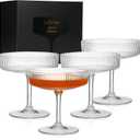 Coupe Glasses | Set of 4 | 7oz Premium Crystal Cocktail Glassware for Champagne, Martini, Cosmopolitan & More | Elegant Stemmed Glasses in Gift Box