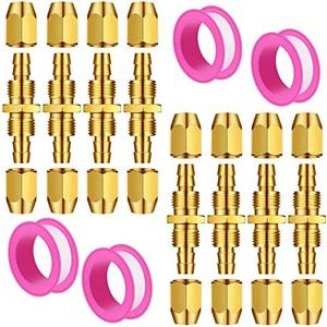 Peryiter 12 Pcs Solid Brass Air Hose Repair Fittings for NPT Replacement Reusable Hose Splicer Air Tube Connectors Repair Kit with Ptfe Tape Brass Connect Adapter (1/4npt-1/4 Inch)