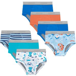 Hanes boys Potty Training Underwear, Light Leaks Toddler Cotton Briefs and Boxer Briefs, Multi-pack (4-5T, Briefs - Blue/Orange - 7 Pack)