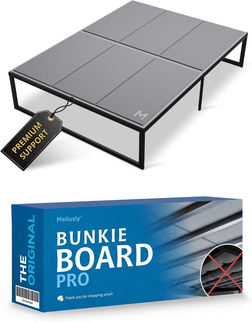 Meliusly Low Profile Bunkie Board Queen Size (60x80) - Non-Slip Breathable Bed Support Board for Slatted Bed Frame, Anti-Sag Under Bed Support, Noise Minimizing Moisture Resistant Bed Board