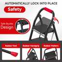 5 Step Ladder, Foldable Step Stool with Wide Anti-Slip Pedal & Thick Rubber Feet, Cushioned Handle, Safe-Lock Design, Folding Portable Ladder for Multi-Purpose, 800lb, Black Red