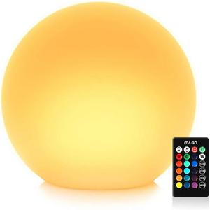 Mr.Go 14-inch LED Ball Light, Cordless Rechargeable Globe Lamp w/Remote, 16 RGB Color Changing Dimmable Mood Lamp, Waterproof Decorative Glow Orb Light for Home Outdoor Garden Patio Pool Party Decor