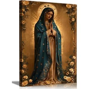 Our Lady of Guadalupe Canvas Wall Art Virgin Mary Wall Decor Picture Catholic Spiritual Poster Print Church Prayer Room Living Room Home Decoration 24x36in