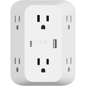 Belkin 6Outlet Surge Protector Power Strip, USBC & USBA Ports w/ USBC PD Fast Charge, ETLListed, WallMountable w/ 6 AC Outlets, Overvoltage Protection, LED Indicator, 1,680 Joules of Protection
