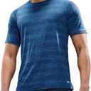 MIER Mens T Shirts Short Sleeve Quick Dry Active Tee for Running Workout Gym, Stripe (Large)