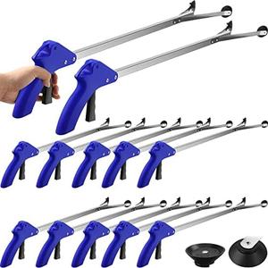 Meanplan 12 Pieces Suction Cup Reacher Grabber Tool 32 Inch Long Handle Trash Picker Grabber Pick up Grab Tool Pickup Arm Extender for Elderly Outdoor Garden Yard